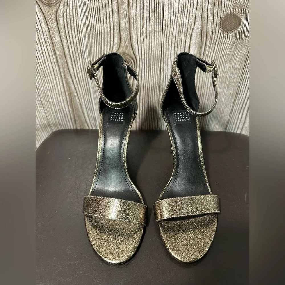 WHBM Antique Gold Strappy Sandal Sz 8